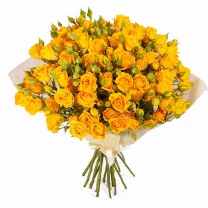 19 Желтых кустовых роз