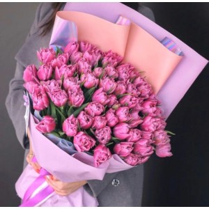 Розовые тюльпаны 49 шт