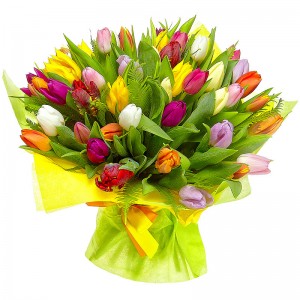 Букет из Разноцветных тюльпанов